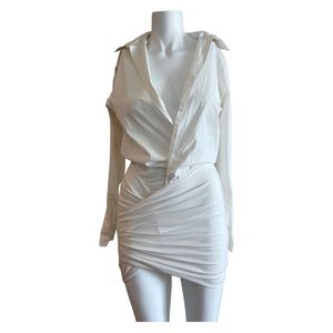 House of CB Nicolette white mini shirt dress